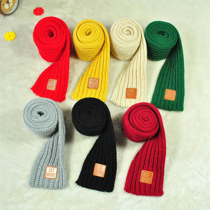 Модный детский вязаный шарф; Однотонный плотный зимний теплый шарф для девочек; FS99