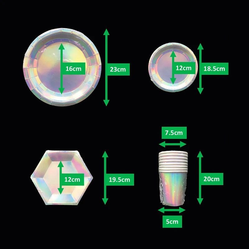 Переливающаяся бумага пластины чашки голографическая одноразовые посуда наборы для ухода за кожей русалки единовечерние Рог вечеринок Свадебные Baby Shower