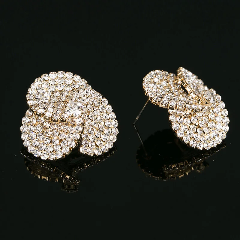 Женские серьги гвоздики с кристаллами золотистого цвета # E237|colorful stud earings|stud
