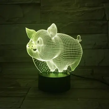 

Cute Pig Led Night Light Lampara 3D Illusion 7 Color Changing Decorative Lamp Child Kids Room Decor Table Lamp Night Wild boar