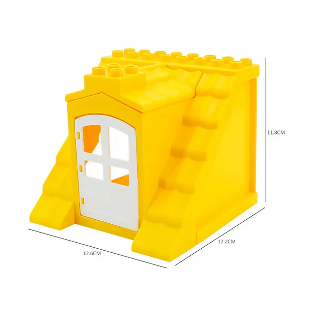 Большое образование частиц блоки крыши стены двери оконные принадлежности Дом собрать кирпичи Duploe игрушки для детей - Цвет: LXF-House-14