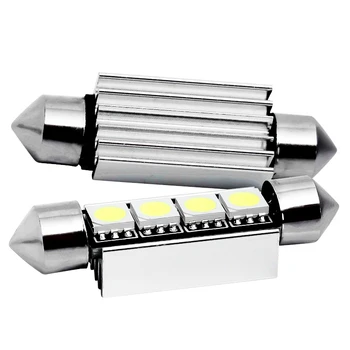 

10pcs 42mm c5w C10W 4 smd 5050 Led canbus error free Car Interior Festoon Dome Lights Auto Reading Lamps NO OBC ERROR white 10X