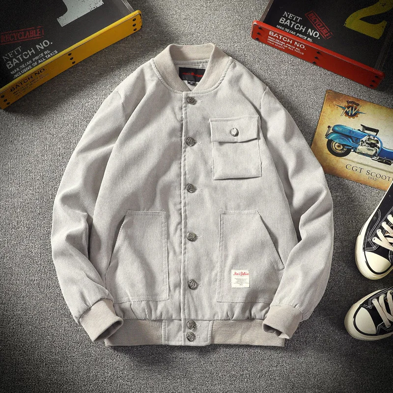 

Fashion Casual Men's Jacket Spring And Autumn New M-5XL Solid Color Slim Baseball Uniform Black Gray Personality Youth Popular