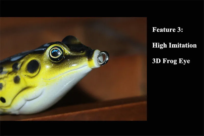 Professional 3D Eye Snakehead Frog Lures Soft Rubber Topwater Frog Lures with Silicone Tails  4cm 5cm 6cm Artificial Frog Baits (5)