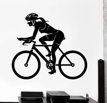 

Wall Sticker Sport Bike Bicycle Woman Female Cyclist Vinyl Decal