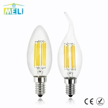 Диммируемая C35/C35L E14 220 В светодиодный светильник накаливания 4 Вт 8 Вт 12 Вт античный ретро Edison светодиодный E14 свечи для люстры