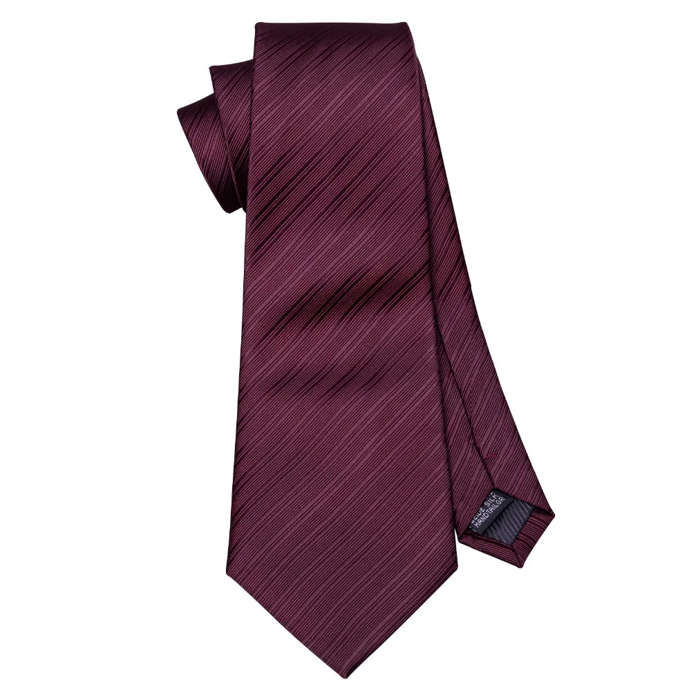 Заводской роскошный мужской шелковый галстук набор галстук, шейный платок и запонки винно-красный твердый Карманный квадратный галстук свадебный галстук
