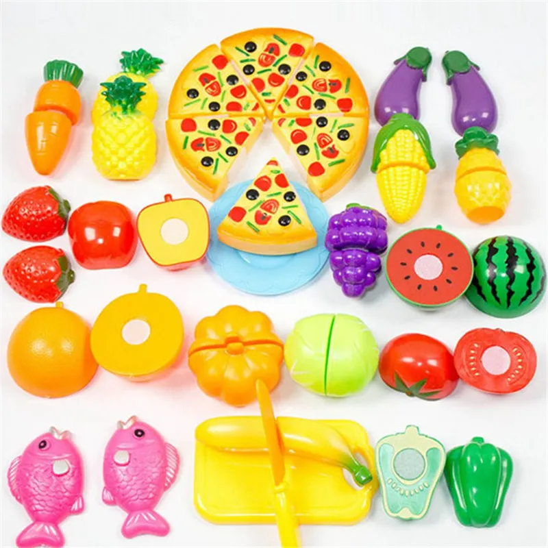 24 шт./компл. пластиковые фрукты и овощи кухонные режущие игрушки для детей раннего развития и образования Игрушки для маленьких детей