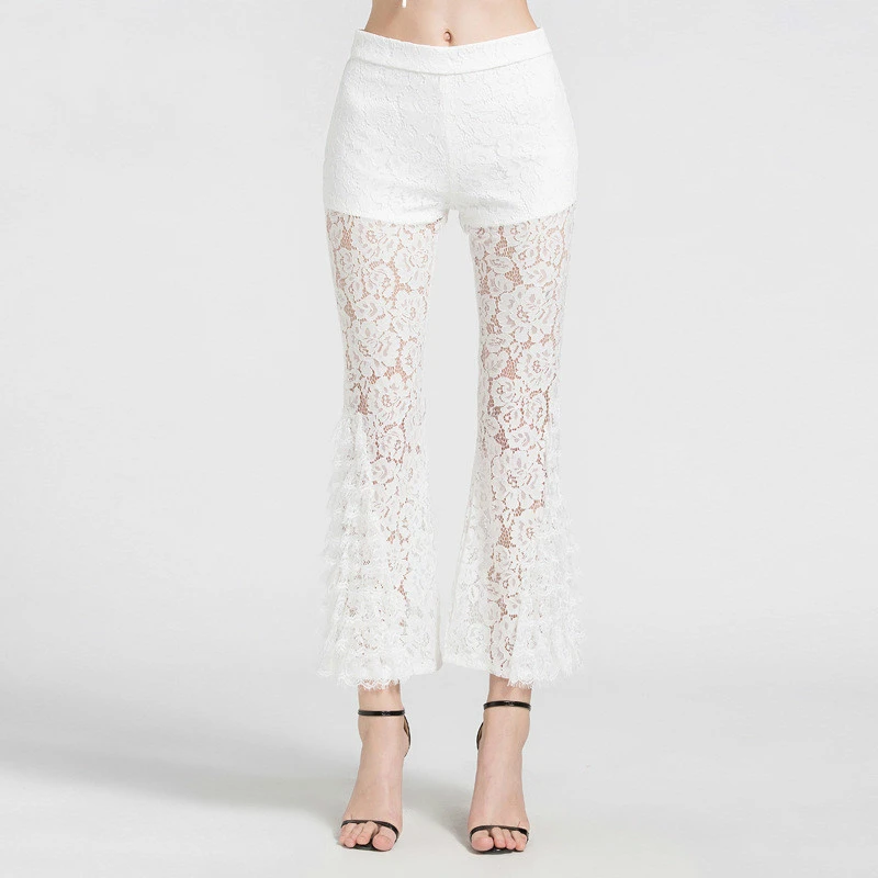white bell bottom trousers