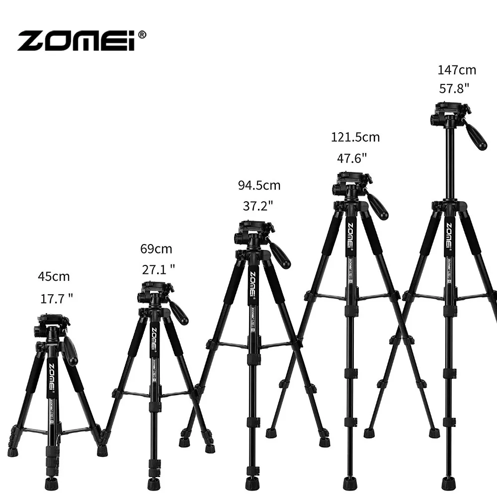 ZoMei Q222 Камера штатив-тренога монопод Портативный путешествия SLR штатив-Трипод стойка для цифрового однообъективного зеркального фотоаппарата с 3-сторонний выход с полукруглой потайной головкой и сумкой для переноски для цифровой зеркальной камеры Nikon Canon sony