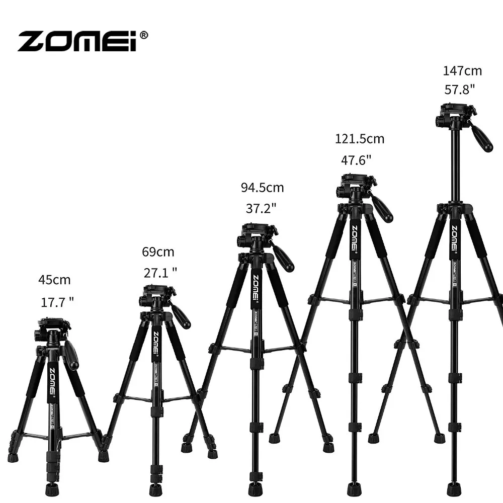  ZoMei Q222 Camera Tripod & Monopod Portable Travel SLR Tripod DSLR Stand with 3-Way Pan Head and Ca