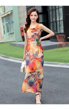 Fuerjia 2017 new Bohemian long dress beach dress Slim was thin chiffon large size dress women’s clothing wholesale