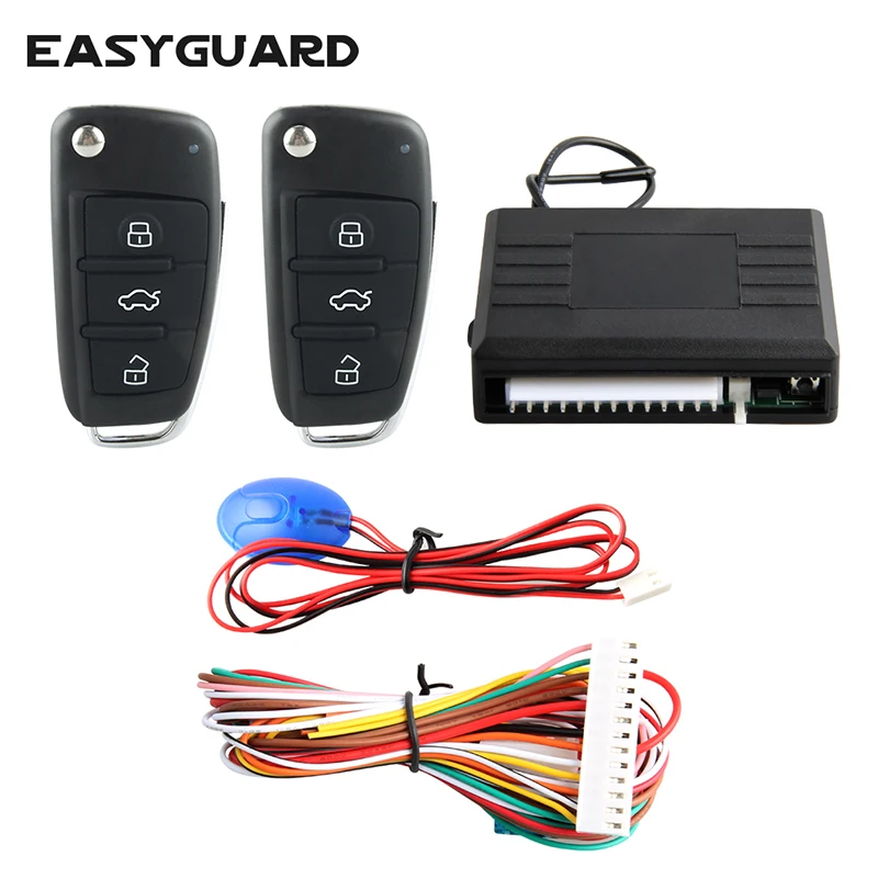 EASYGUARD Universal keyless entry system remote lock unlock central door locking customized flip key blade 12V