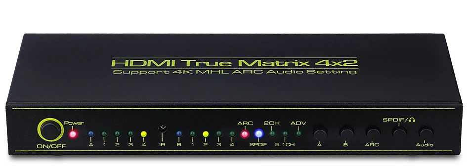  HDMI V1.4a HDMI Matrix 4X2 (4 to 2) Switch Switcher Splitter Amplifier with Remote Support ARC Head