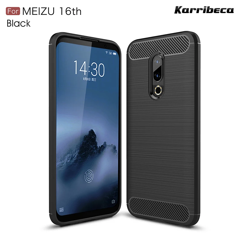

Carbon fiber brushed silicone case for Meizu 16 16th M882Q M882H funda etui rugged armor tpu cover hoesje tok kryt carcasa kasus