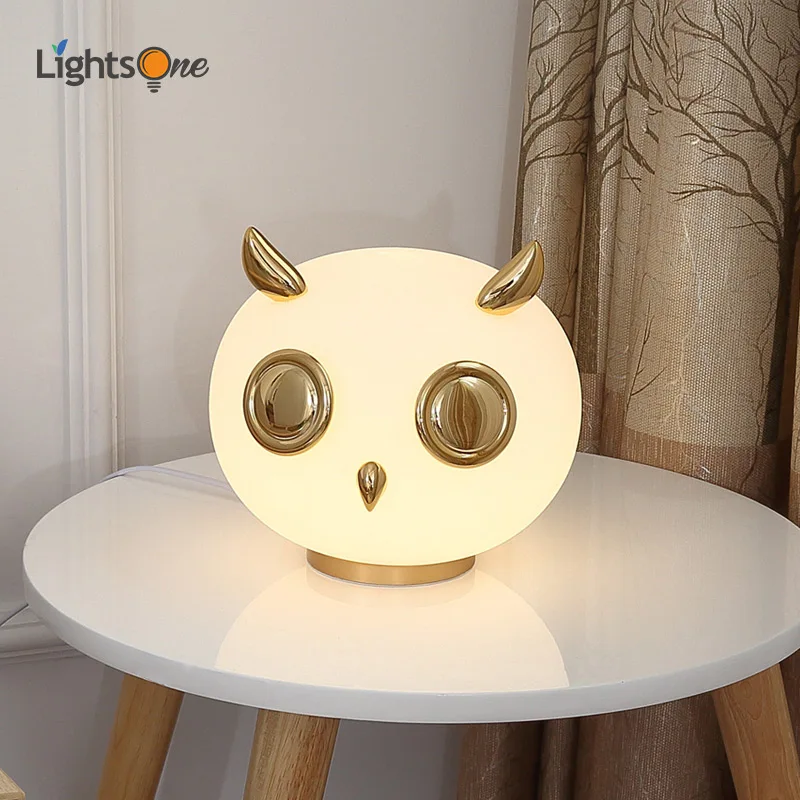 

Creative bedroom bedside lamp cartoon animal glass warm fashion children's room table lamp