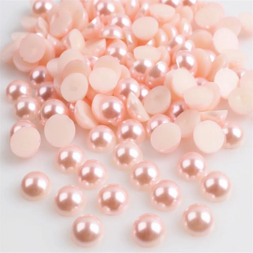 

Loose 1.5mm-14mm Pale Pink Color Round Flatback Pearl Beads DIY ABS Plastic Imitation Half Pearl Nail Arts Decoration Crafts