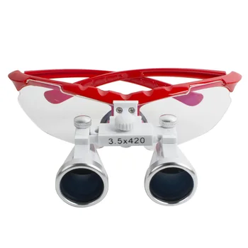 

New Dentist RED Dental Surgical Medical Binocular Loupes 3.5X 420mm Optical Glass Loupe