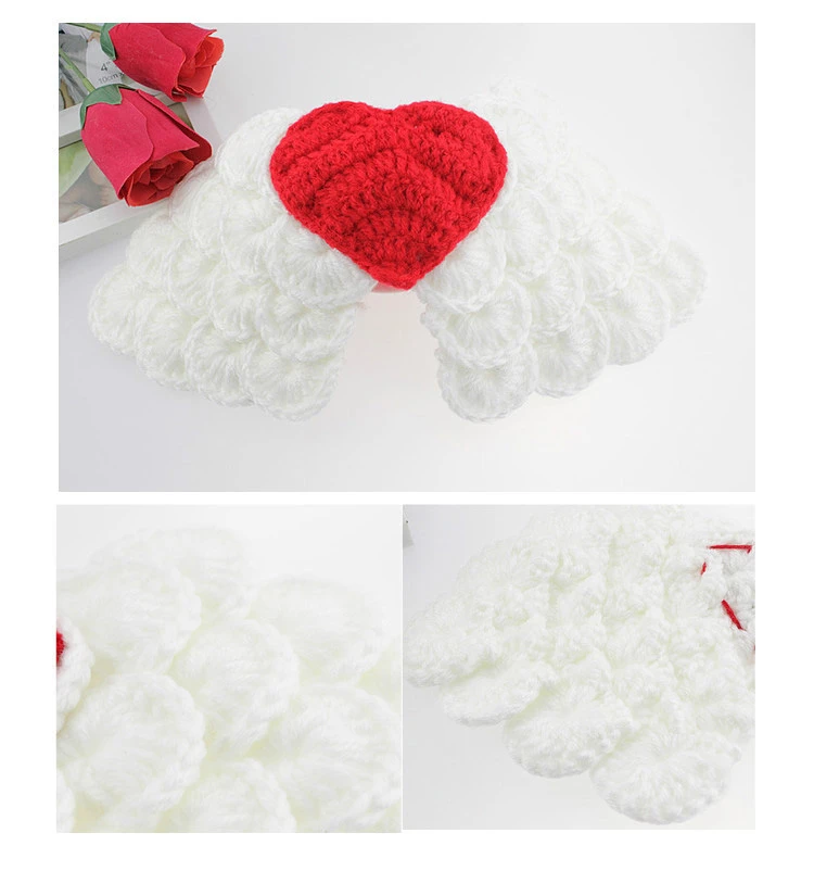 Новорожденных Крыло ангела Loveing кусок HeartPhoto реквизит младенческой хлопок теплый ручной вязать ручной свитер подарок Best памяти сувенир