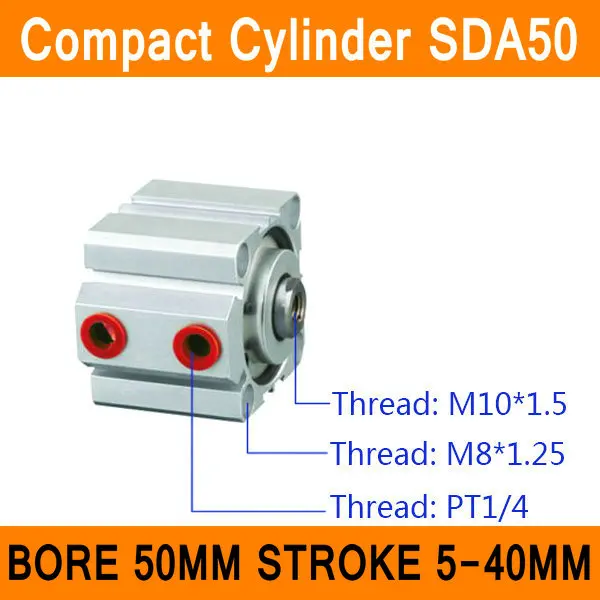 SDA50 Cylinder SDA Series Bore 50mm Stroke 5-40mm Compact Air Cylinders Dual Action Air Pneumatic Cylinder ISO Certificate SDA50 Cylinder SDA Series Bore 50mm Stroke 5-40mm Compact Air Cylinders Dual Action Air Pneumatic Cylinder ISO Certificate