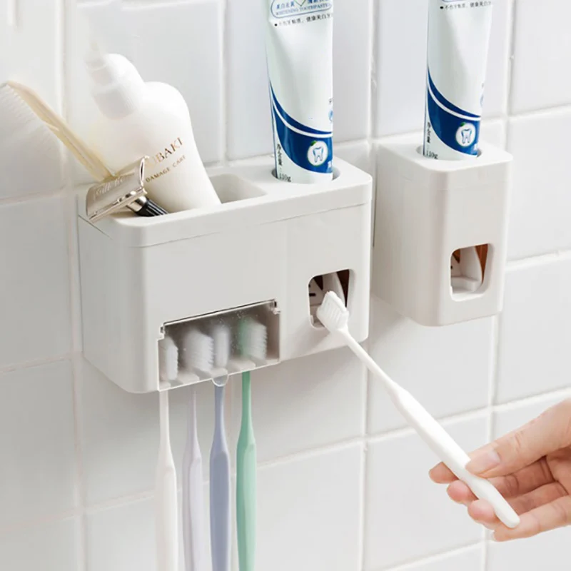 

Baispo Automatic Toothbrush Holder Toothpaste Dispenser Squeezers Bathroom Accessories Case For Toothbrush Stand Brush