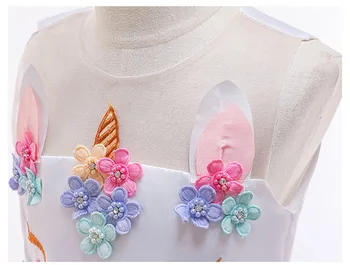 Unicorn Rainbow Embroidery Princess Dress
