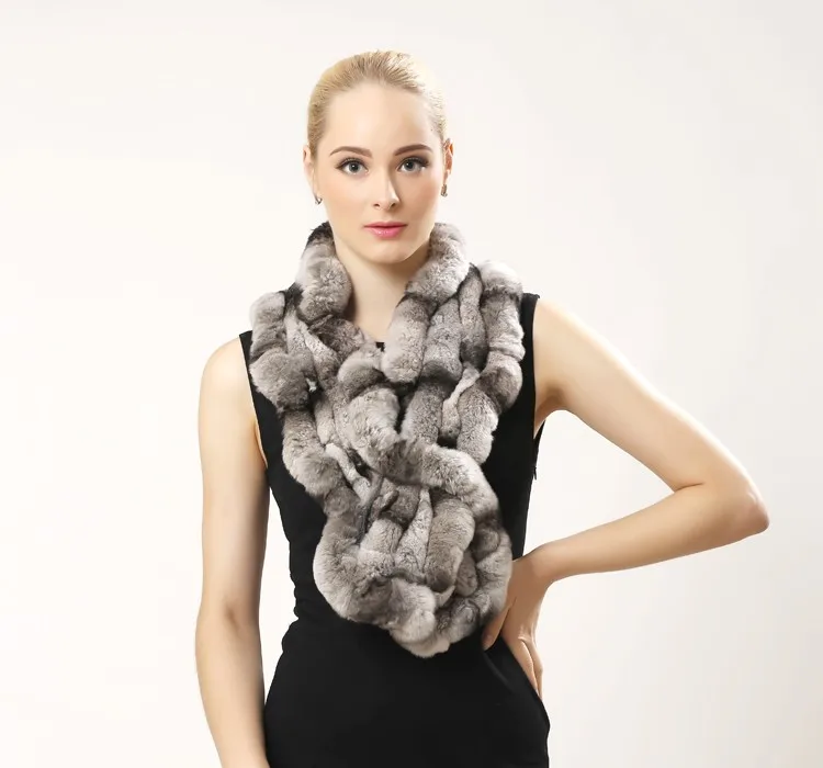 Зимний сохраняющий тепло шарф супер длинный Falbala шарф из меха кролика рекс для женщин