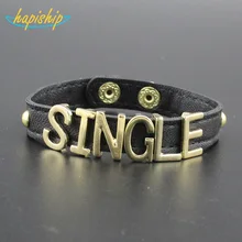 Hapiship 2017 New Women Fashion Jewelry Gold Tone Charm Letter Rope Handmade Bracelet 7″ 00RAN Wholesale Free Shipping