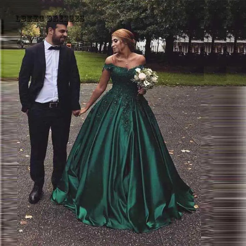 

Elegant Kaftan Green Satin Evening Dresses Ball Gown Lace Turkish Evening Gowns 2019 Long Robe De Soiree Formal Dress Morocco