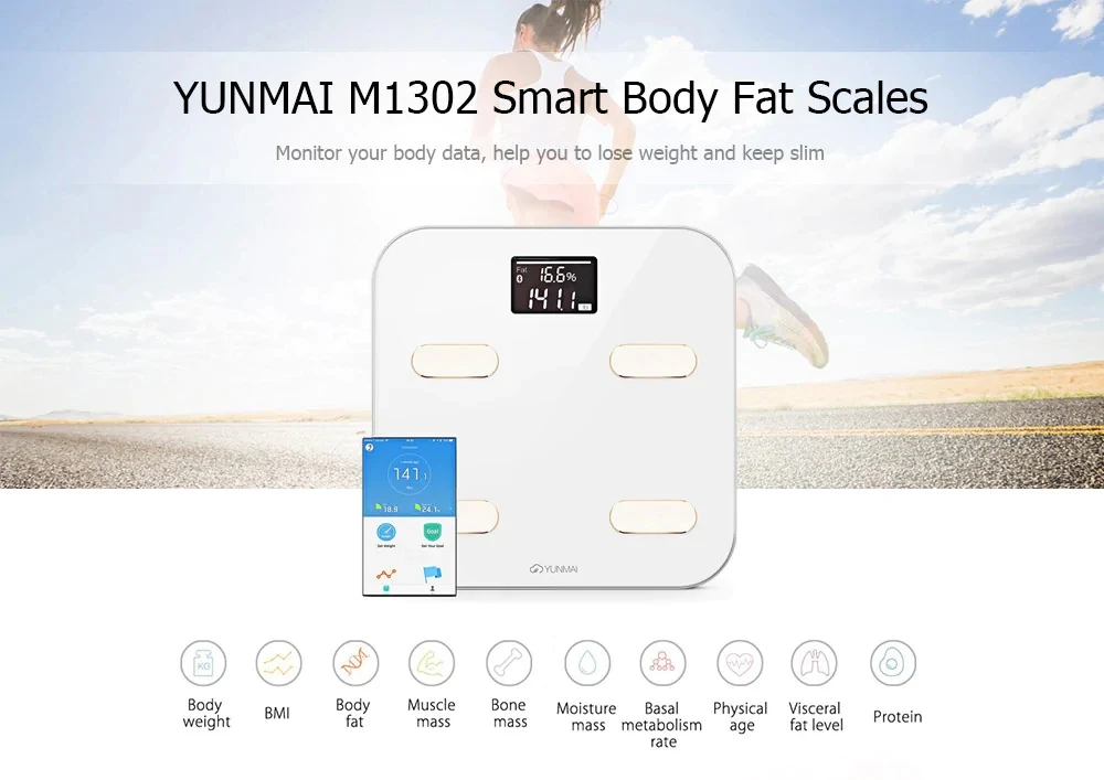 YUNMAI M1302 цветные умные весы для управления весом тела, приложение для контроля композиции жира, синхронизация с Google Fit, бытовые