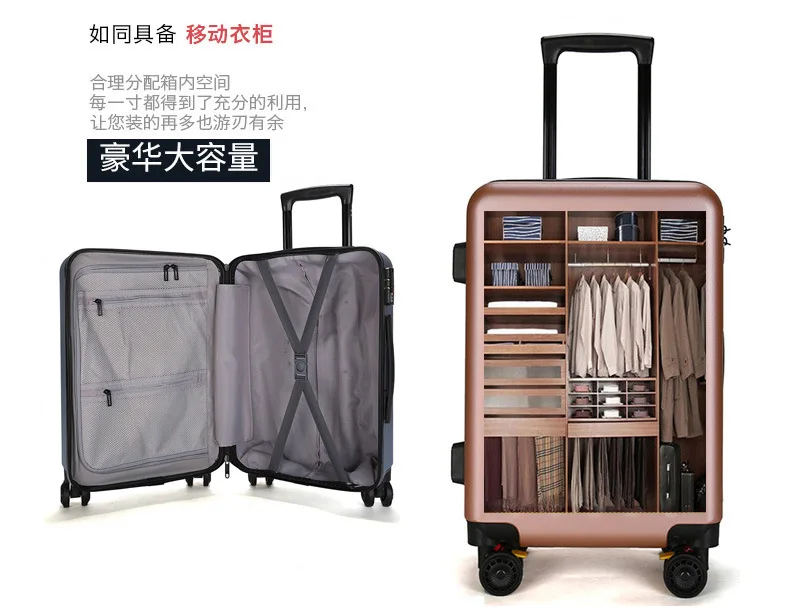 ZYJ Travel Trolley Luggage Men Women Alloy Business Solid Rolling Scratchproof Airplane Suitcase Luggage Spinner Wheels Trunk (2)