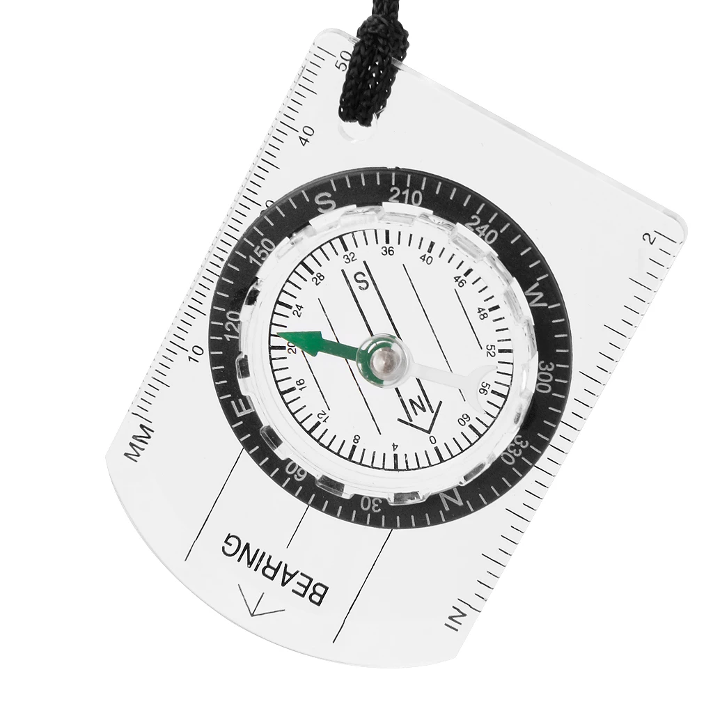 Plastic Camping Compass With Baseplate Map Reading Neck Strap Boating Hiking Outdoor Night Fishing Flying Backpacking Skiing