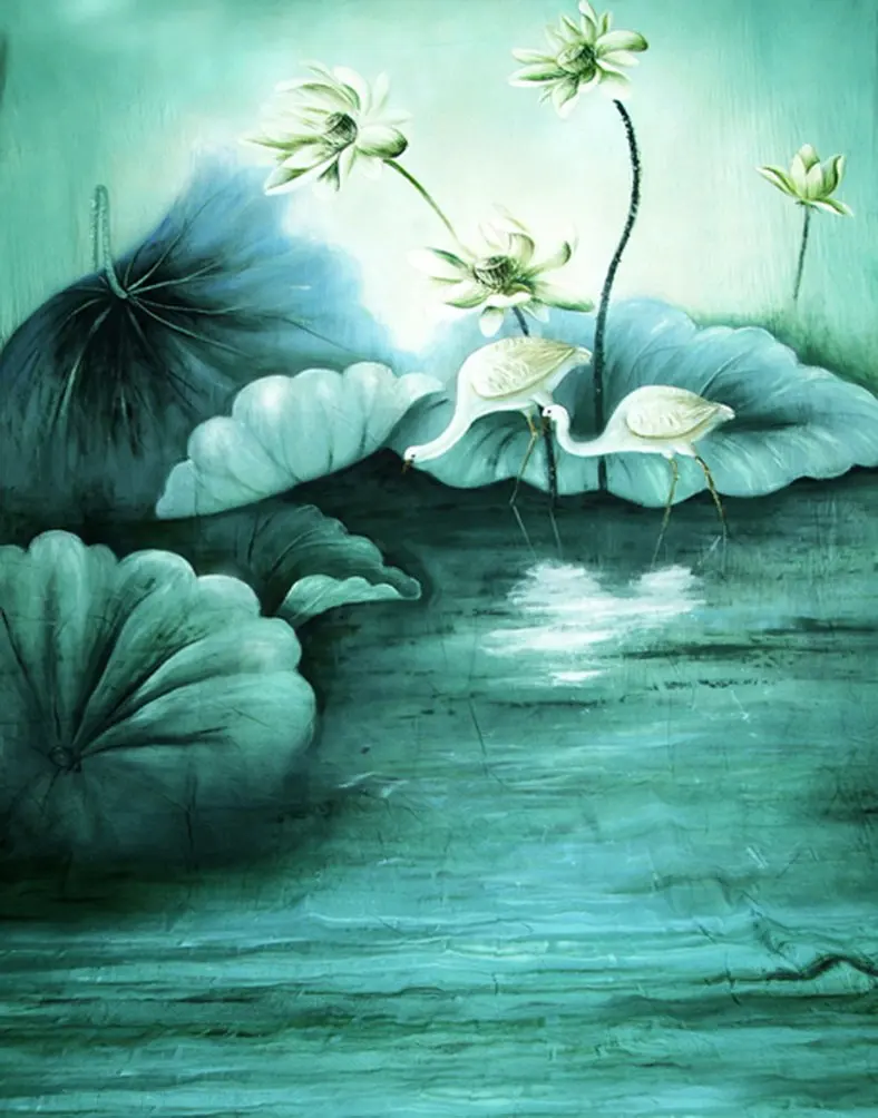 Chinese Traditional Romantic Moon Flowers Painting Photography Backdrops Photo Props Studio Background 5x7ft
