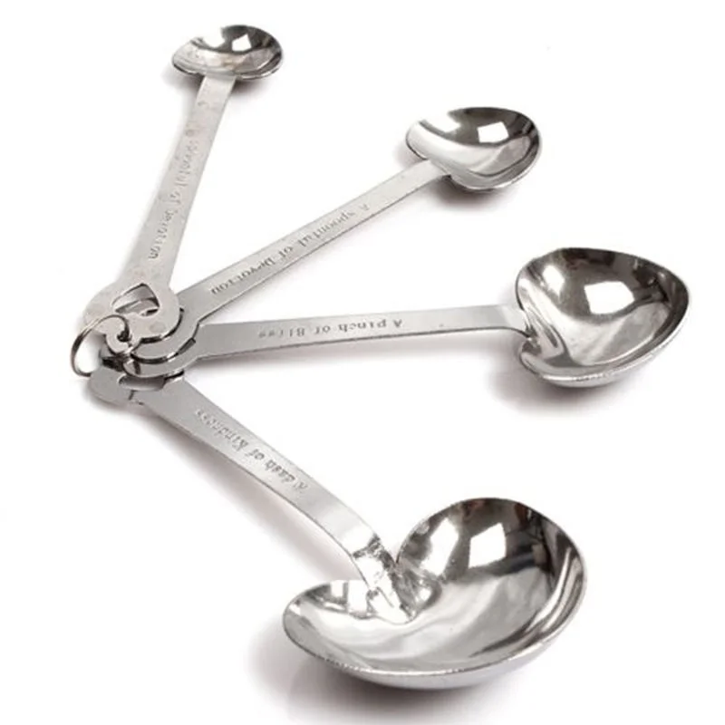Cute Comely One Set of Four Sweet Heart Shaped Measuring Spoons Wedding Favors 