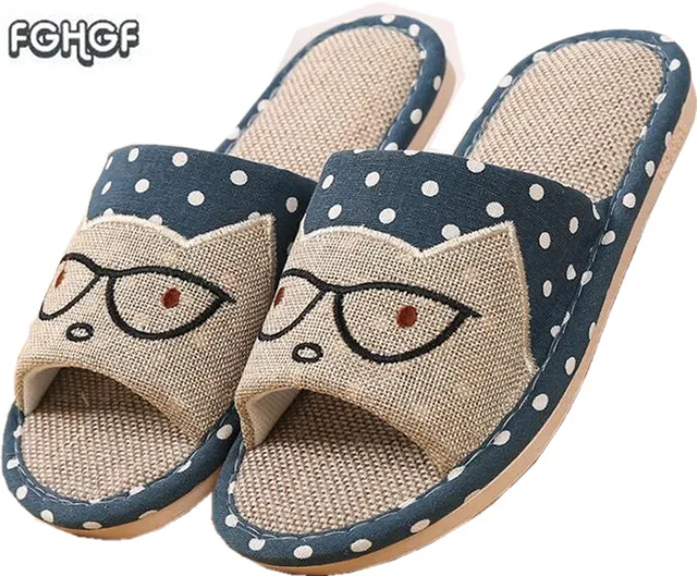 Flax Funny adult Slippers Women House Shoes Indoor Pantufas Cute Bedroom Slippers Home Lovers Chaussons zapatillas casa mujer
