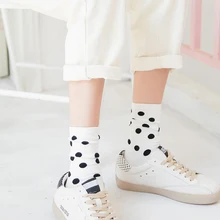 Женские носки осень зима новые Harajuku модные корейские милые модные цветные горошины уличные носки с круглым вырезом милое в горошек Повседневные носки