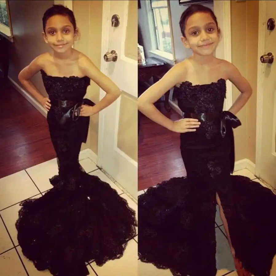 black Lace Mermaid Little Girl Pageant 