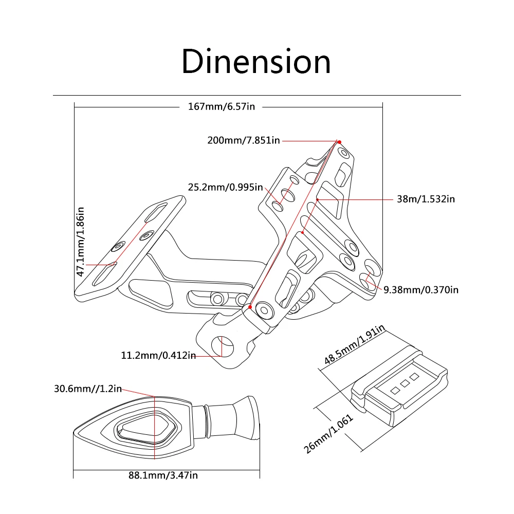 Держатель номерного знака мотоцикла CNC кронштейн для индикатора со светодиодной