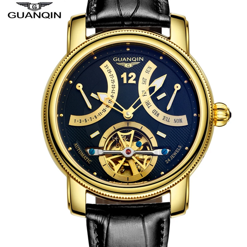 GUANQIN дизайнерские часы для мужчин Топ бренд Роскошные часы модные повседневные автоматические механические часы Reloj Relogio masculino
