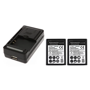 

GT-N7000 Replacement Battery 2x 2800mah Lithium Ion Battery+USB Wall Travel Charger for Samsung Galaxy Note i9220 N7000 GT-N7000