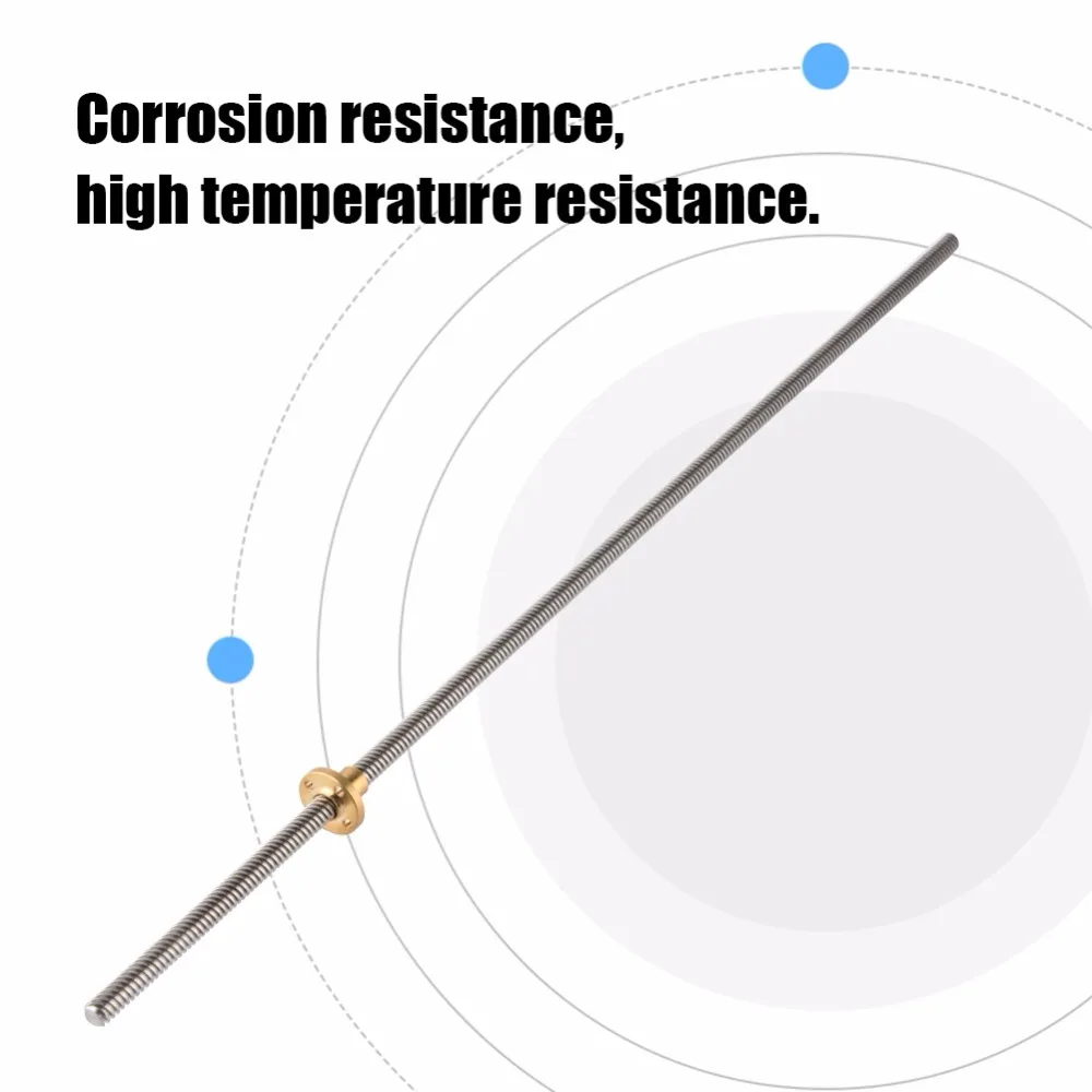 T8 8 мм трапециевидная Нержавеющая Сталь Резьбовой стержень свинцовый винт и Латунная гайка для 3d принтера