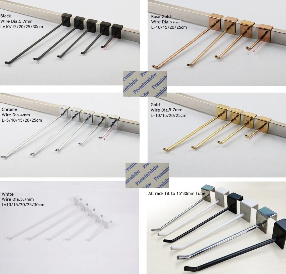 16Pcs/Lot Slatwall Hook Supermarket Display Hook Hanger Fit 30x15mm