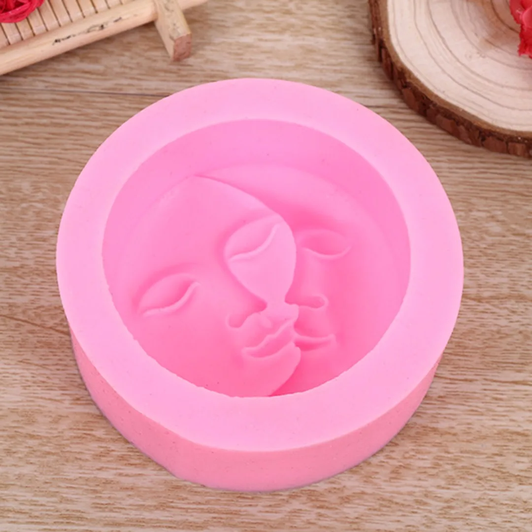 JX-LCLYL 1pc New Sun & Moon Faces Silicone Soap Molds Craft Molds DIY Handmade Soap Mould