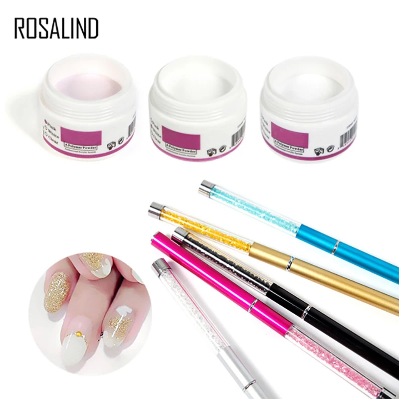 

ROSALIND Professional Nail Gel Art Set Clear Acrylic Powder For Nail And Crystal Pen Nail Tools Acryl Poeder Monomer Tool