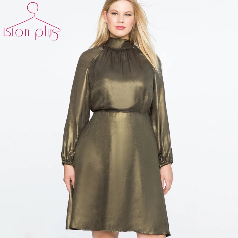 

Gold Dress Women 2019 Spring 6XL 7XL 5XL Dresses Back Bow High Waist Women Dress Plus Size Vestido New Patal Sleeve Robe Femme