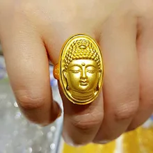 Hot sale Fine Pure 24K Yellow Gold Ring Women Men Luck Bless Buddha Fashion Ring 5.48g