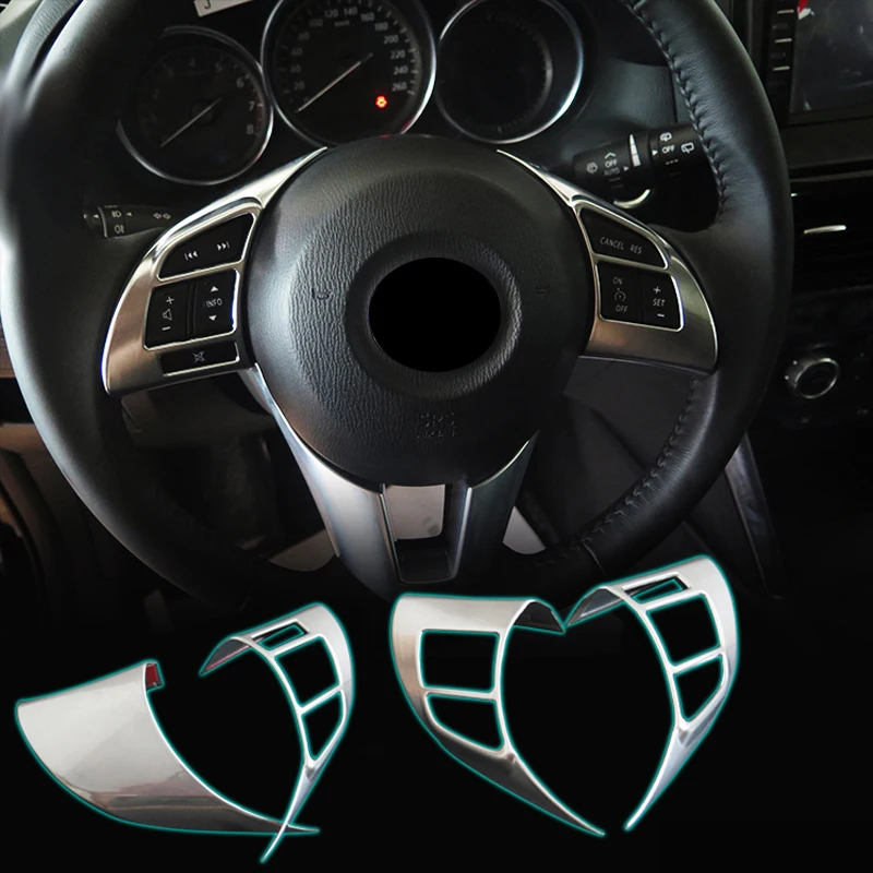 2016 Car Styling 2pcs/set ABS Steering Wheel Sequins Cover Interior Chrome Trim For Mazda 3 AXELA 2015 |