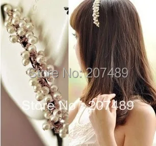 

cute pearl beading bangs Hairband tie hair hoop tools Maker band forehead hair decoration head whcn+