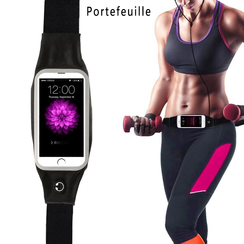 Пояс для бега Portefeuille поясная сумка iPhone 6 6S 7 Plus 8 Samsung Galaxy S8 S7 S6 держатель Чехол