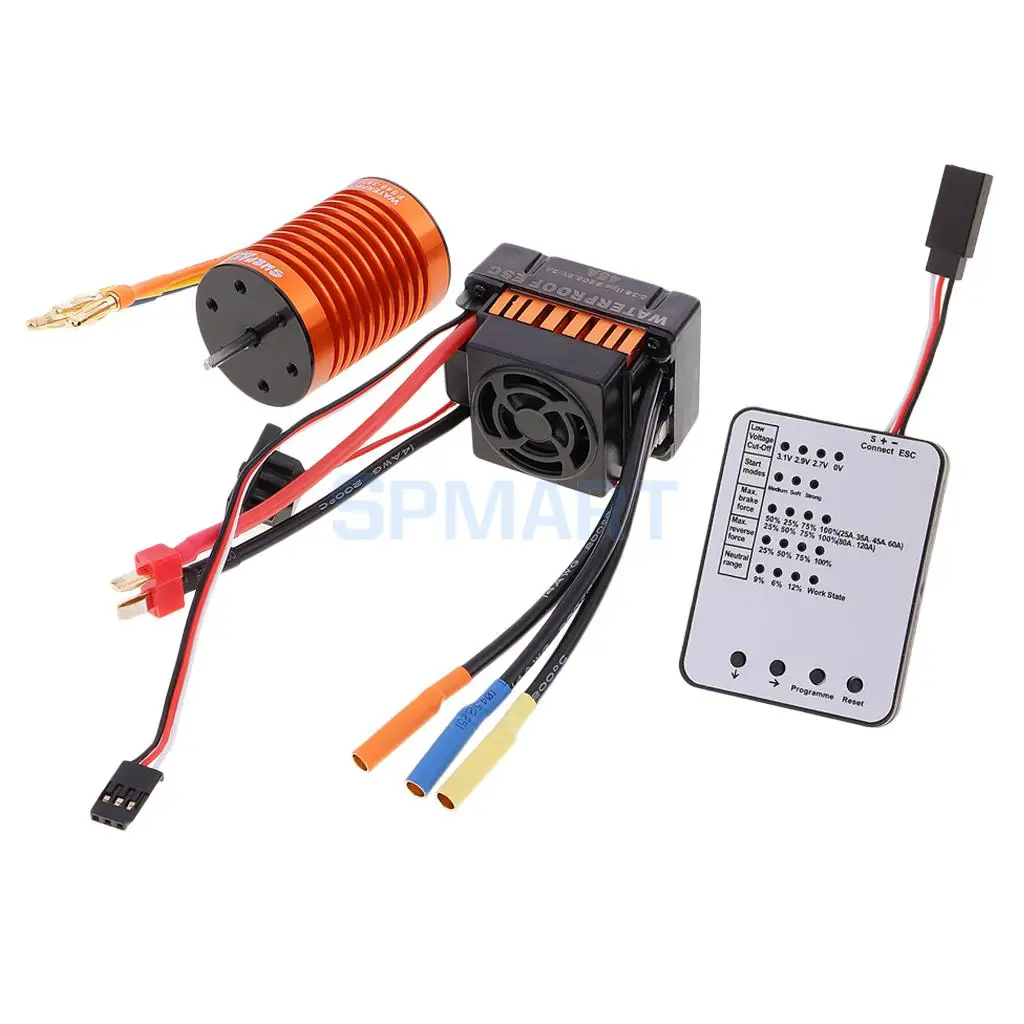 

F540 3930KV Brushless Motor+45A ESC+ LED Program Card for 1/10 1/12 RC Car